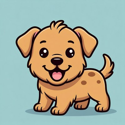 Cute cartoon puppy smiling