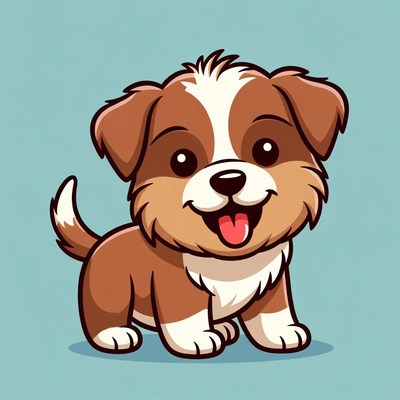 Cute cartoon puppy smiling