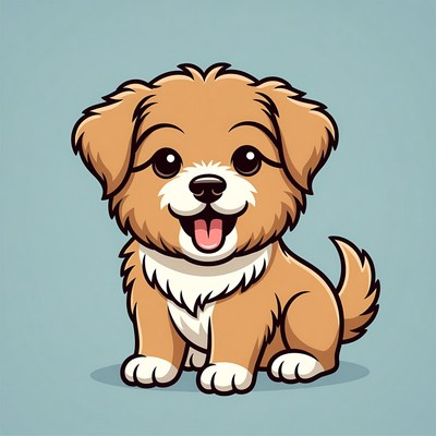 Cute cartoon puppy smiling