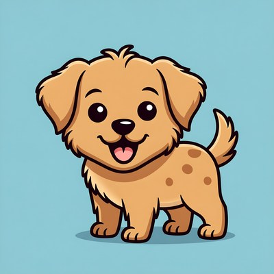 Cute cartoon golden puppy