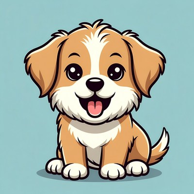 Cute cartoon puppy smiling