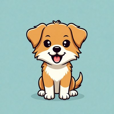 Cute cartoon golden retriever puppy