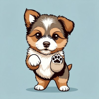 Cute Australian Shepherd Puppy Waving