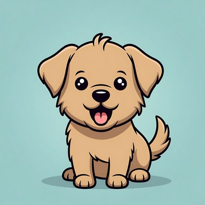 Cute cartoon golden retriever puppy
