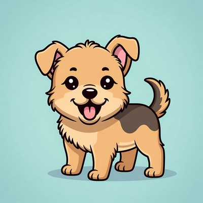 Cute cartoon puppy smiling