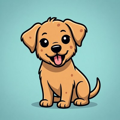 Cute cartoon puppy smiling