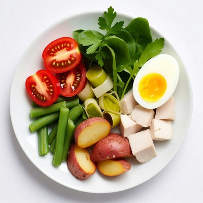 Healthy Chicken Veggie Salad Plate