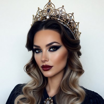 Woman wearing golden crown