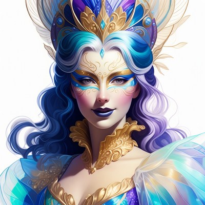 Fantasy Woman in Blue Gold Headdress