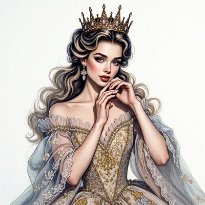 Beautiful woman wearing golden crown