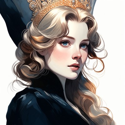 Blonde Woman in Elaborate Crown Headdress