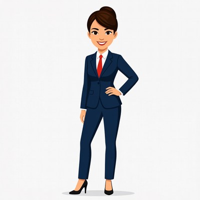 Asian woman in navy business suit