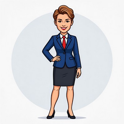 Smiling woman in blue business suit