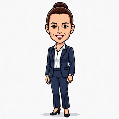 Smiling Woman in Navy Suit Illustration