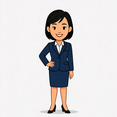 Asian woman in navy business suit