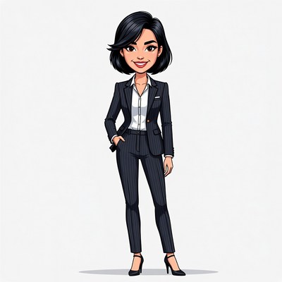 Asian woman in business suit illustration