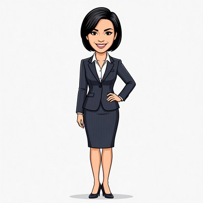 Asian woman in business suit illustration