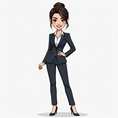 Smiling woman in black business suit