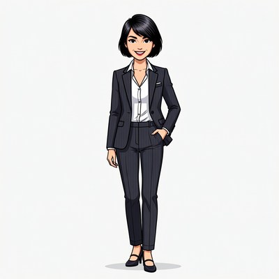 Asian woman in business suit illustration
