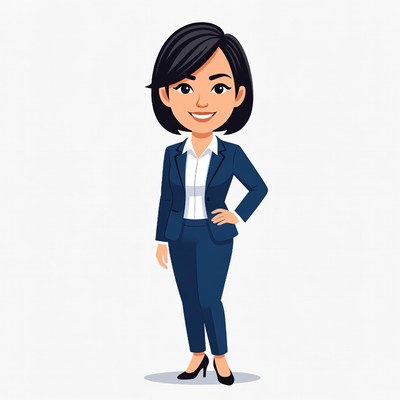 Asian woman in navy business suit