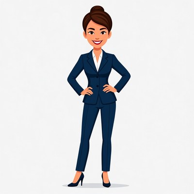 Smiling Asian woman in navy suit