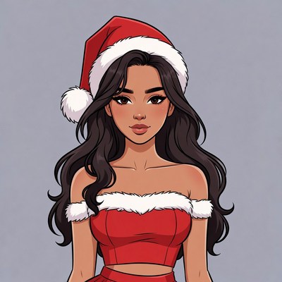 Woman in Red Santa Dress