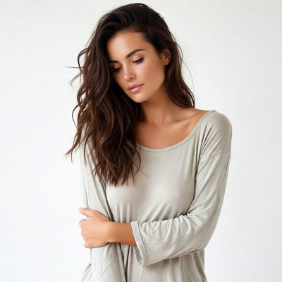 Beautiful woman with long brown hair