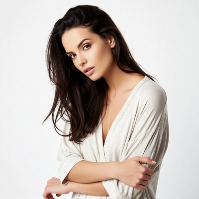 Beautiful woman in white sweater