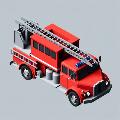 Red Fire Truck with Ladder