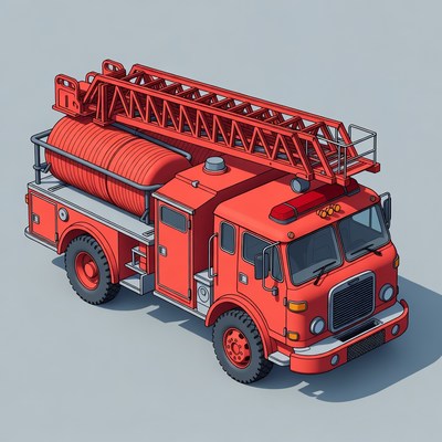 Red Fire Truck with Ladder