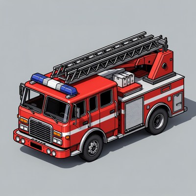 Red Fire Truck with Ladder