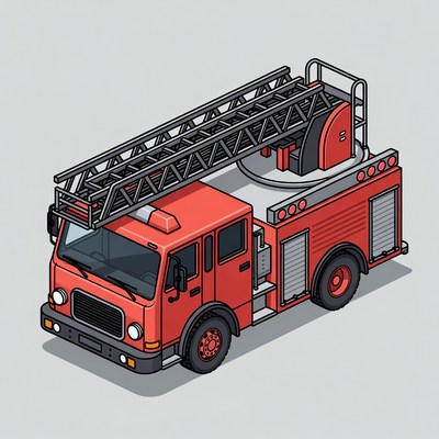 Red Fire Truck with Ladder