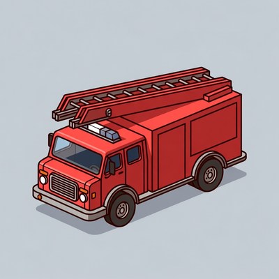 Red Fire Truck with Ladder