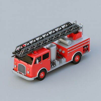 Red Fire Truck with Ladder