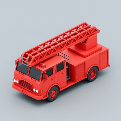 Red Fire Truck with Ladder