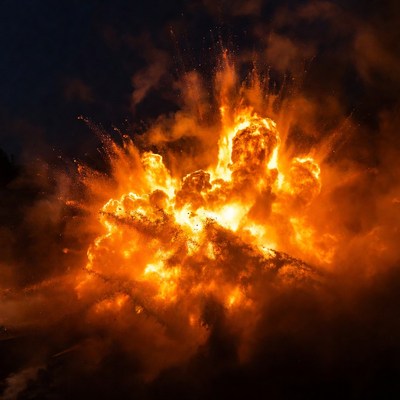 Massive fiery explosion