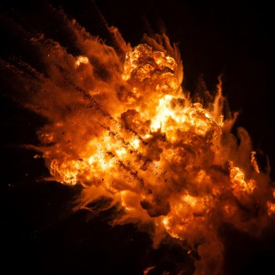 Massive Orange Fire Explosion