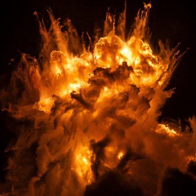 Massive Orange Fire Explosion