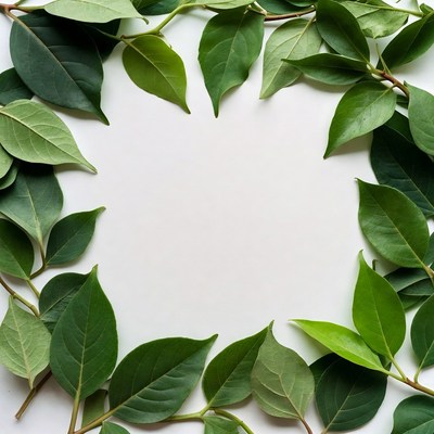 Green Leaves Arranged in Circle