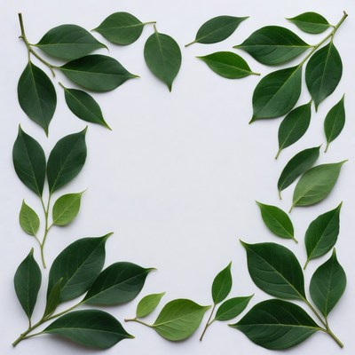 Green leaves forming heart shape