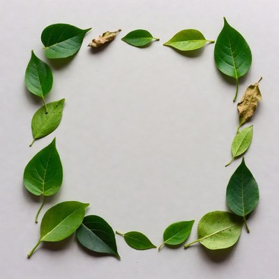 Green leaves forming square frame