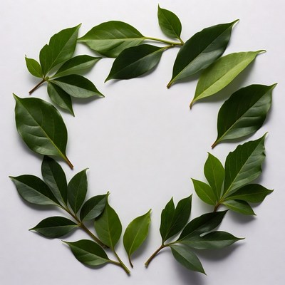 Green leaves arranged in circle