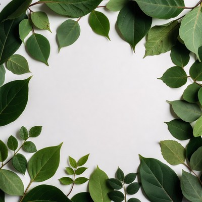 Green leaves arranged in circle