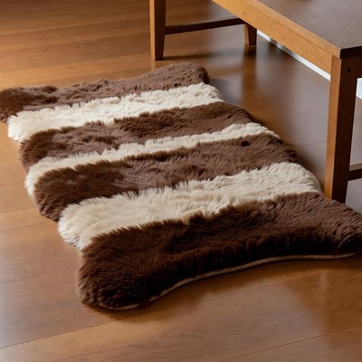 Brown White Striped Fur Rug