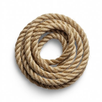 Coiled Rope on White Background
