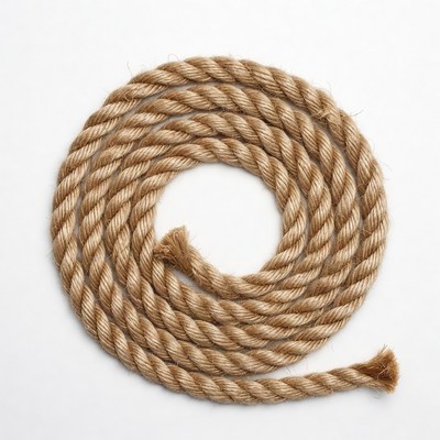 Coiled Brown Rope on White