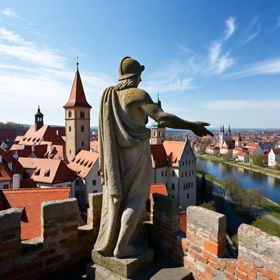 Statue overlooking Rothenburg ob der Tauber