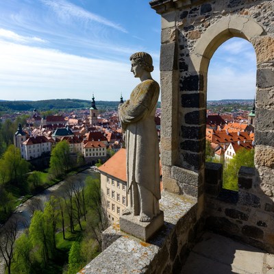 Stone Statue Overlooking Cesky Krumlov