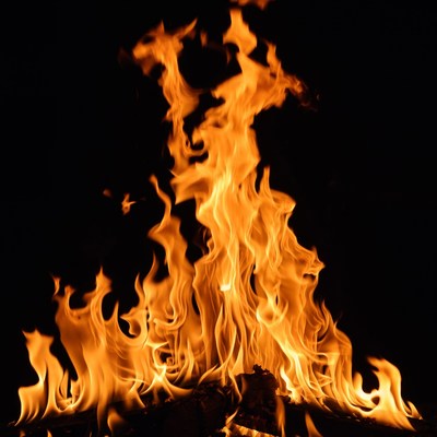 Burning Flames on Black Background