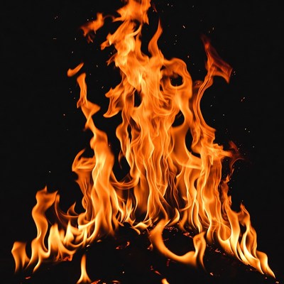 Fiery Flames on Black Background